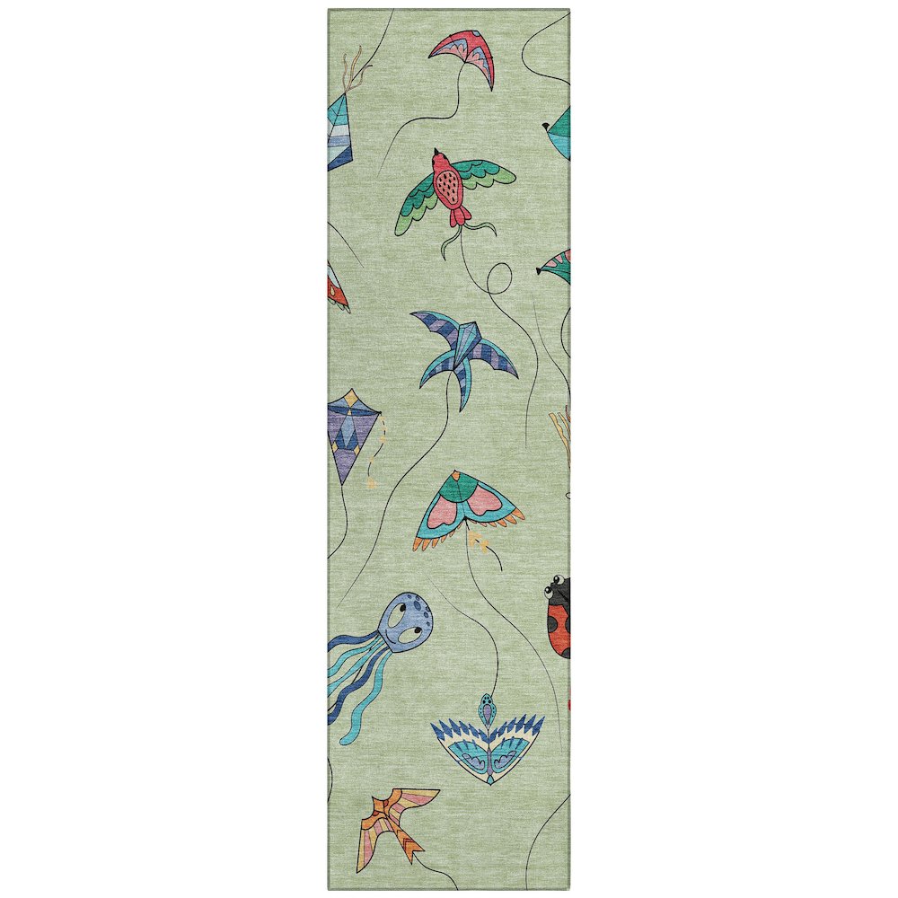 Machine Washable Indoor/Outdoor Chantille ACN2659 Green 2'3" x 7'6" Runner Rug. Picture 1