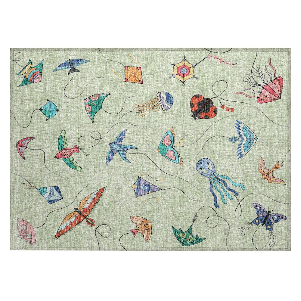Machine Washable Indoor/Outdoor Chantille ACN2659 Green 1'8" x 2'6" Rug. Picture 1