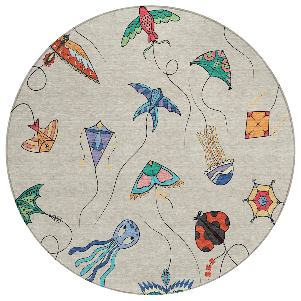 Machine Washable Indoor/Outdoor Chantille ACN2659 Brown 8' x 8' Round Rug. Picture 1