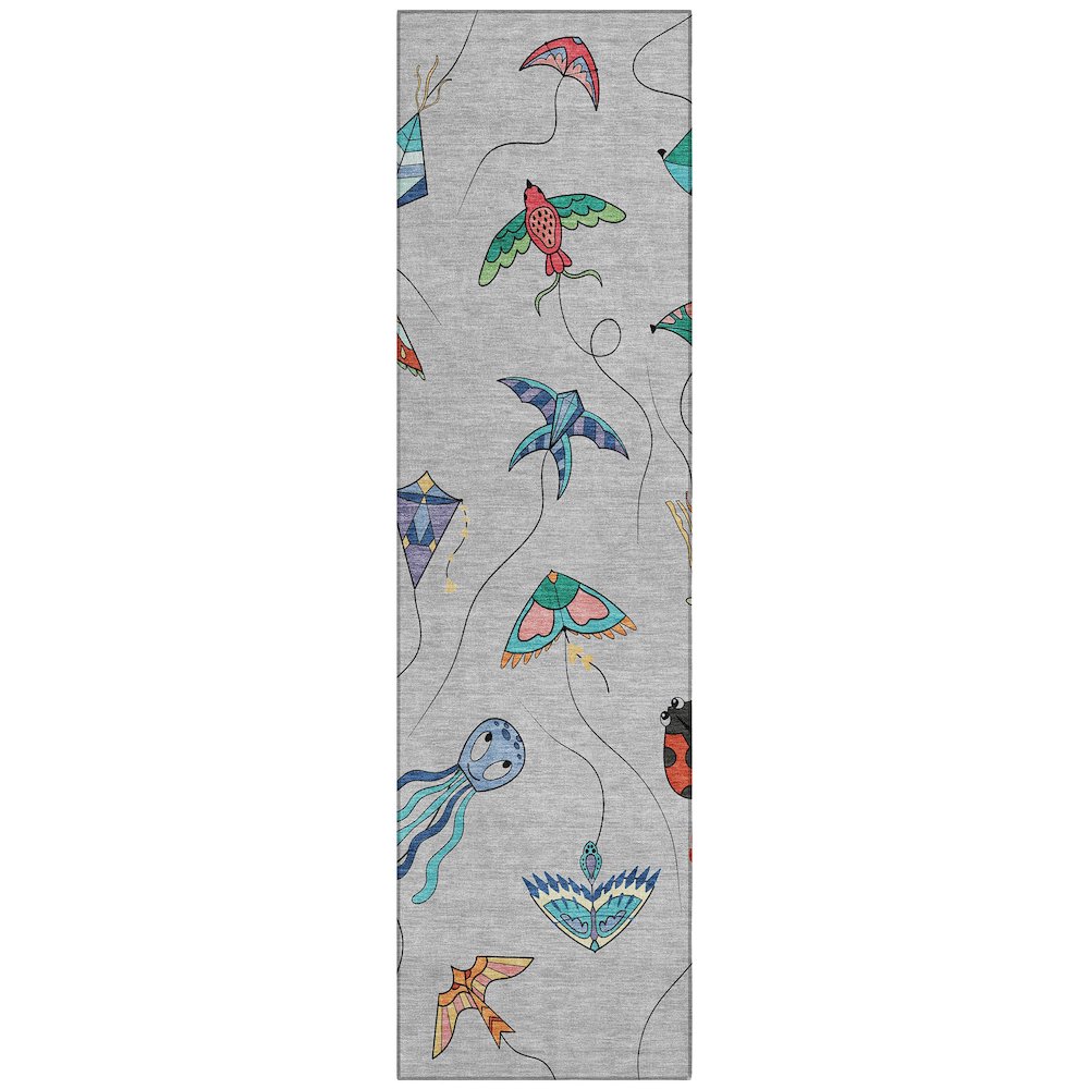 Machine Washable Indoor/Outdoor Chantille ACN2659 Gray 2'3" x 7'6" Runner Rug. Picture 1