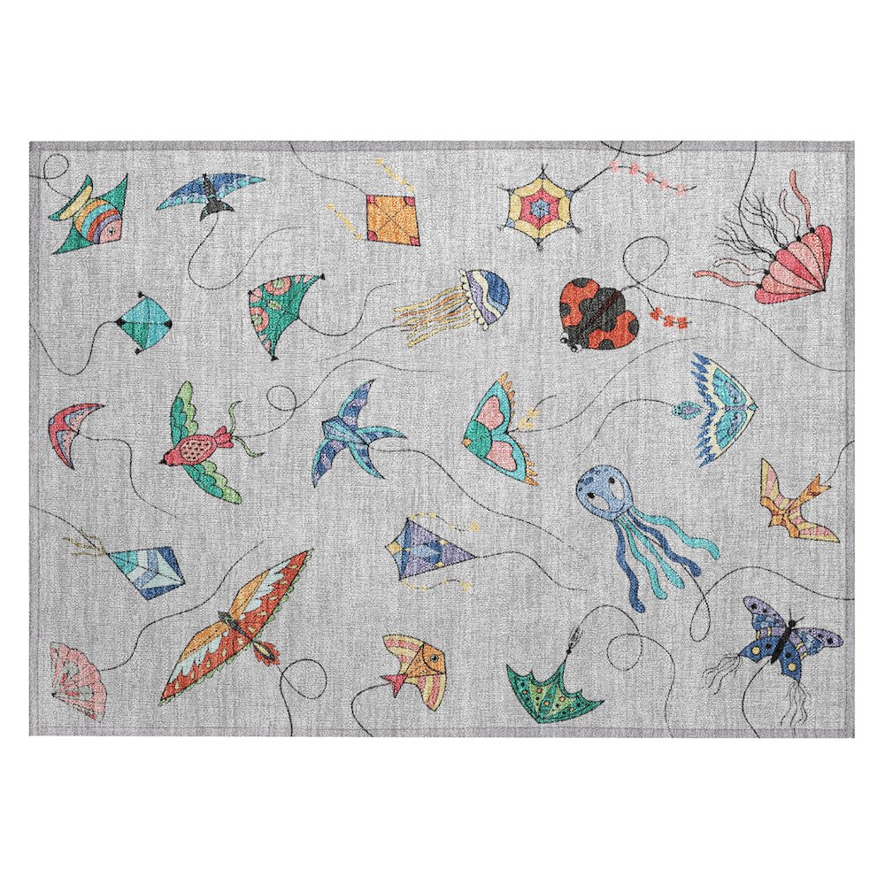 Machine Washable Indoor/Outdoor Chantille ACN2659 Gray 1'8" x 2'6" Rug. Picture 1