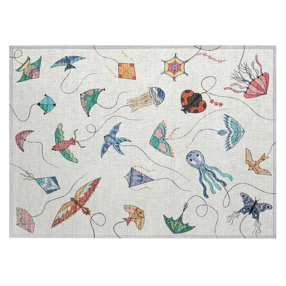 Machine Washable Indoor/Outdoor Chantille ACN2659 Ivory 1'8" x 2'6" Rug. Picture 1