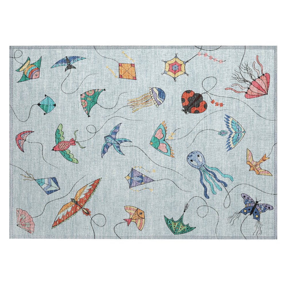 Machine Washable Indoor/Outdoor Chantille ACN2659 Blue 1'8" x 2'6" Rug. Picture 1