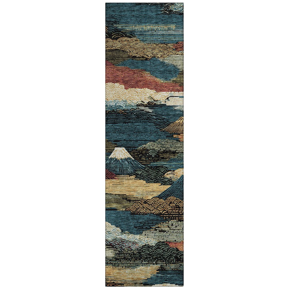 Machine Washable Indoor/Outdoor Chantille ACN2660 Black 2'3" x 7'6" Runner Rug. Picture 1