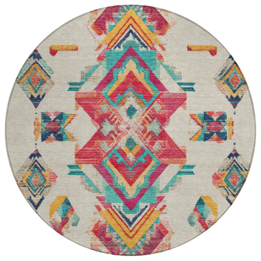 Machine Washable Indoor/Outdoor Chantille ACN2661 Brown 8' x 8' Round Rug. Picture 1