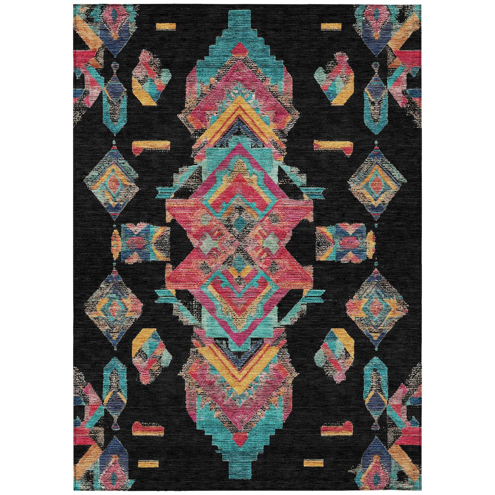 Machine Washable Indoor/Outdoor Chantille ACN2661 Black 2'6" x 3'10" Rug. Picture 1