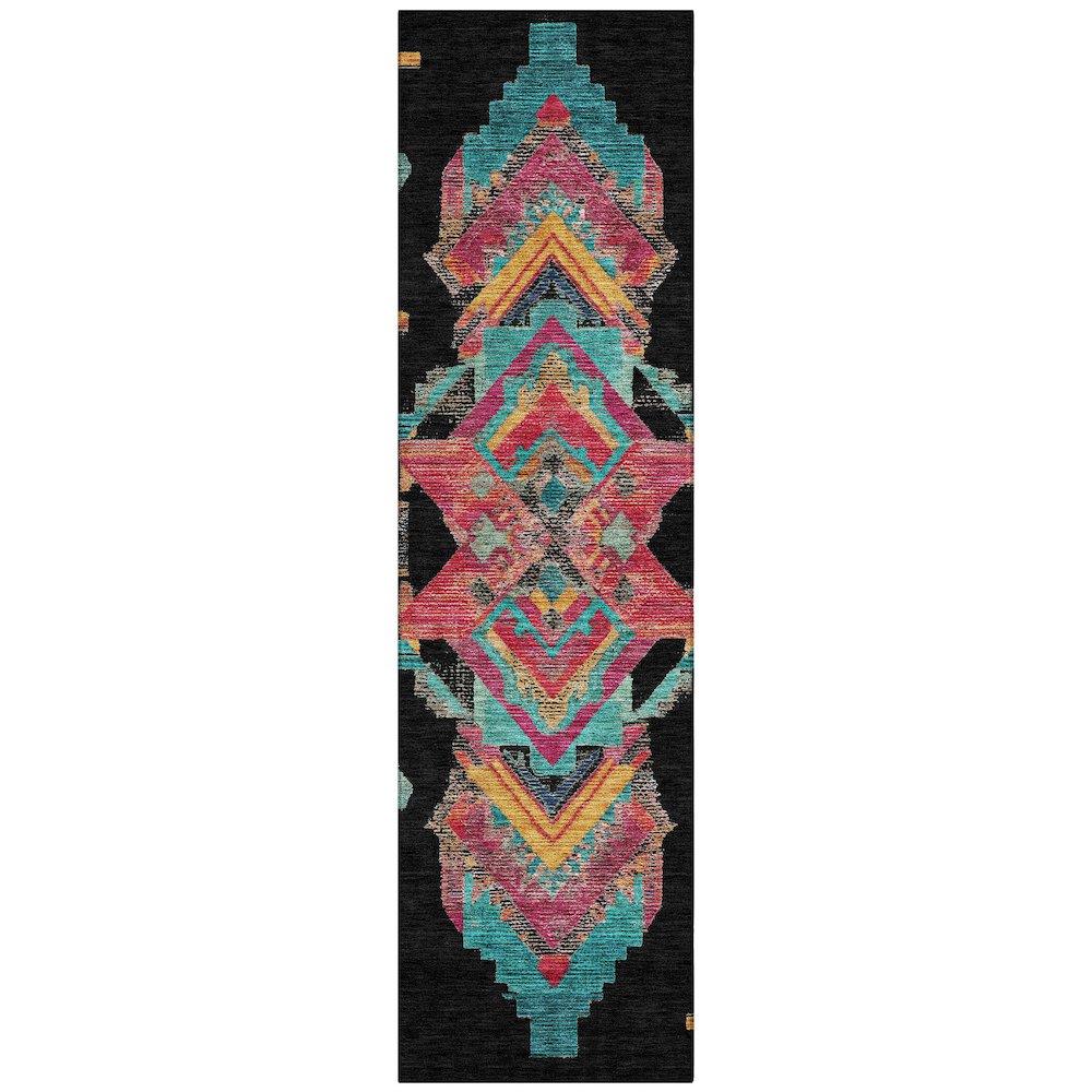 Machine Washable Indoor/Outdoor Chantille ACN2661 Black 2'3" x 7'6" Runner Rug. Picture 1