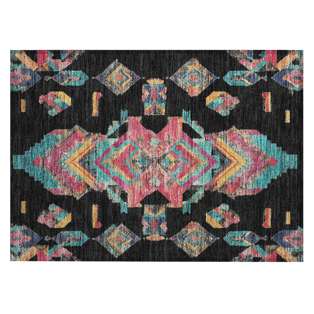 Machine Washable Indoor/Outdoor Chantille ACN2661 Black 1'8" x 2'6" Rug. Picture 1