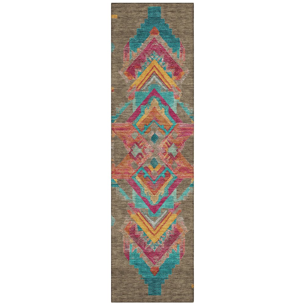 Machine Washable Indoor/Outdoor Chantille ACN2661 Brown 2'3" x 7'6" Runner Rug. Picture 1