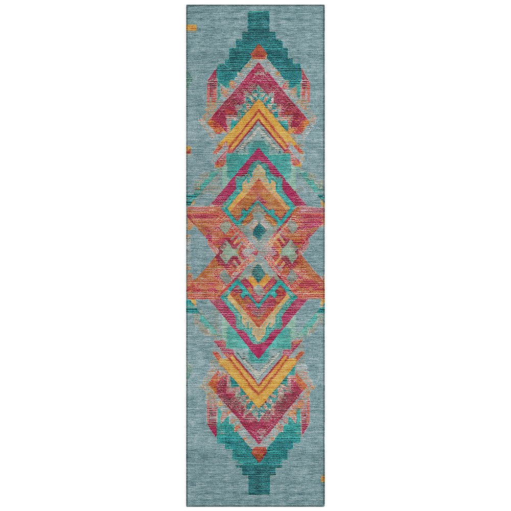 Machine Washable Indoor/Outdoor Chantille ACN2661 Teal 2'3" x 7'6" Runner Rug. Picture 1