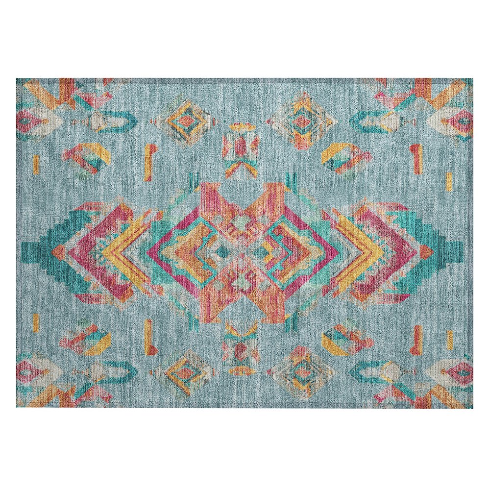 Machine Washable Indoor/Outdoor Chantille ACN2661 Teal 1'8" x 2'6" Rug. Picture 1