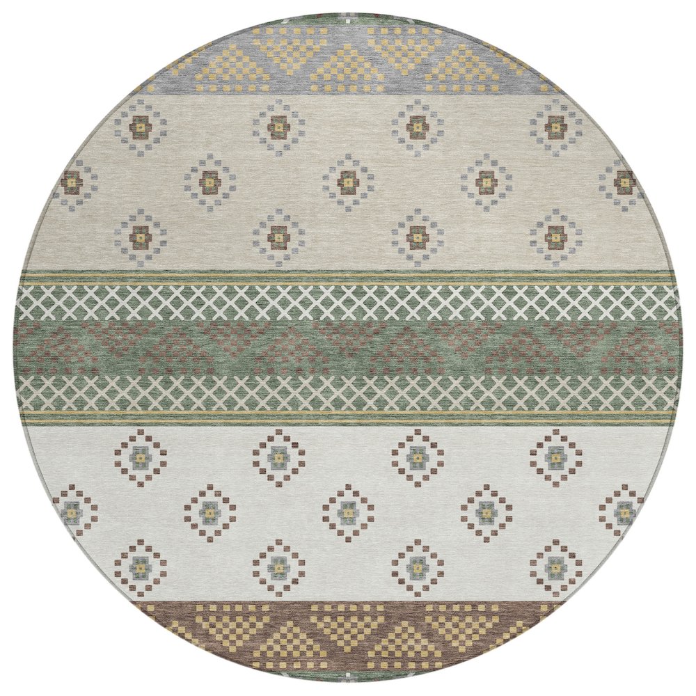 Machine Washable Indoor/Outdoor Chantille ACN2662 Green 8' x 8' Round Rug. Picture 1