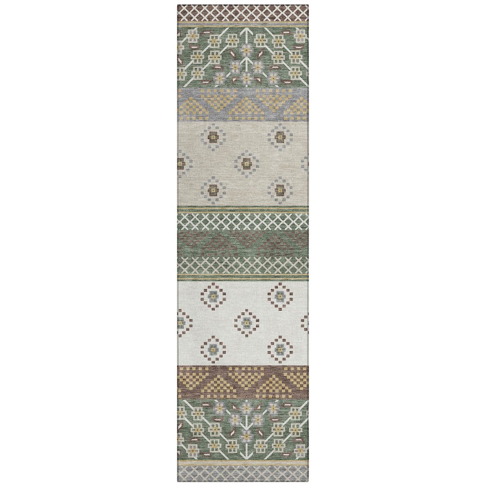 Machine Washable Indoor/Outdoor Chantille ACN2662 Green 2'3" x 7'6" Runner Rug. Picture 1