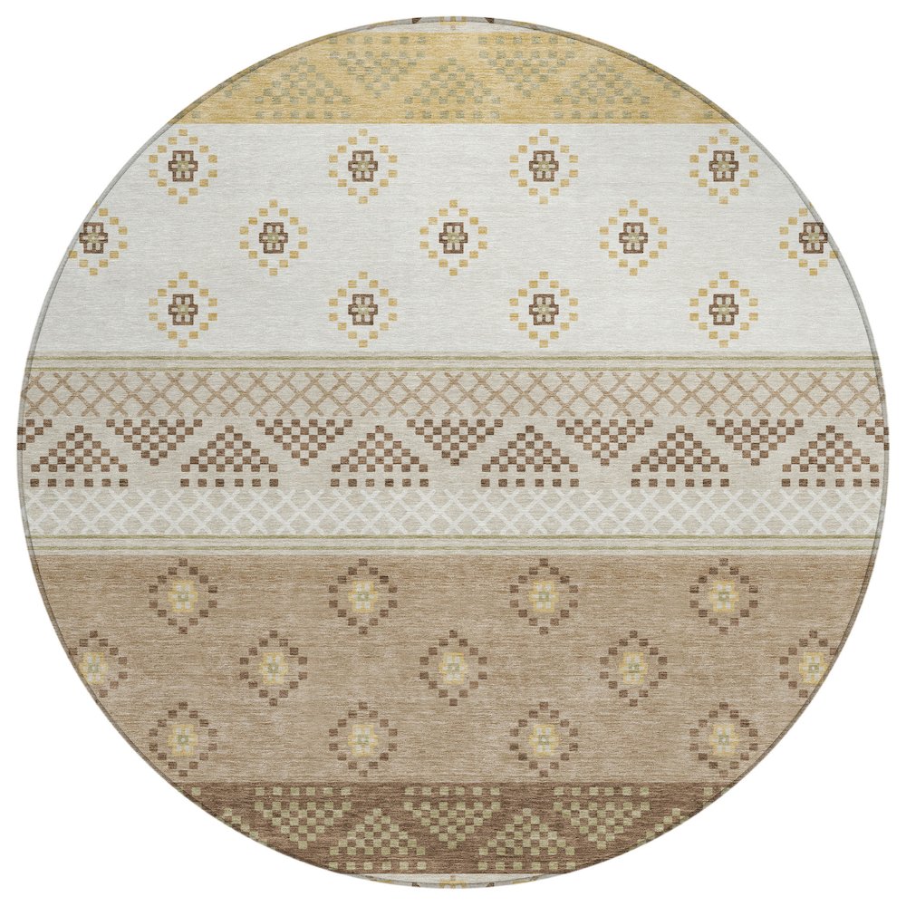Machine Washable Indoor/Outdoor Chantille ACN2662 Brown 8' x 8' Round Rug. Picture 1