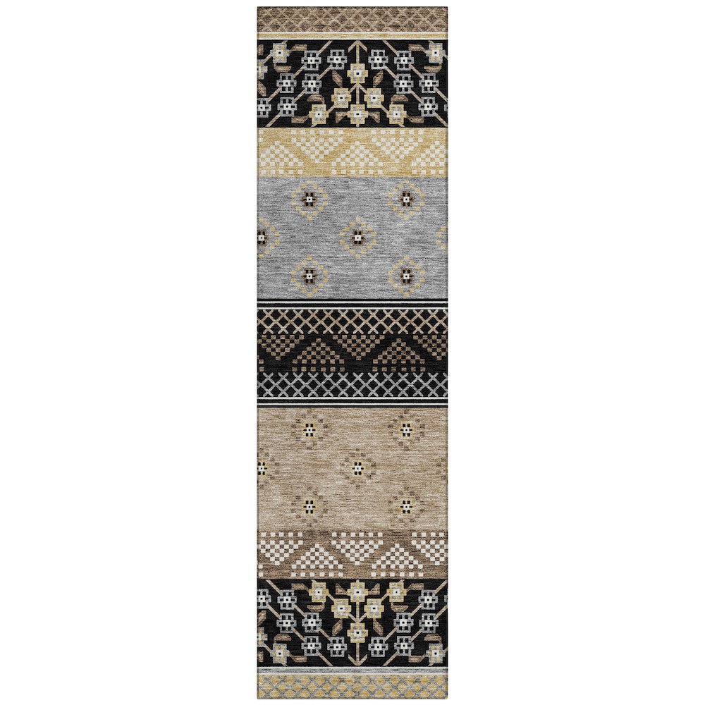 Machine Washable Indoor/Outdoor Chantille ACN2662 Black 2'3" x 7'6" Runner Rug. Picture 1
