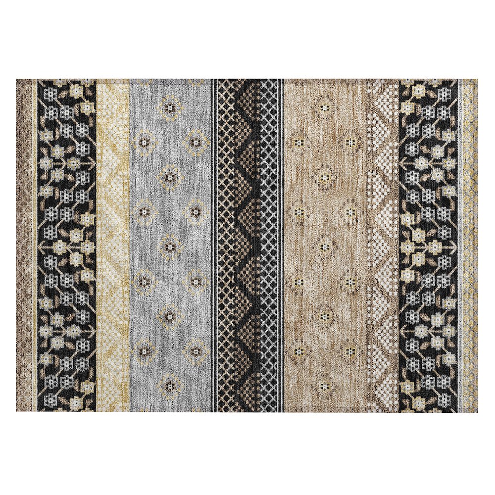 Machine Washable Indoor/Outdoor Chantille ACN2662 Black 1'8" x 2'6" Rug. Picture 1
