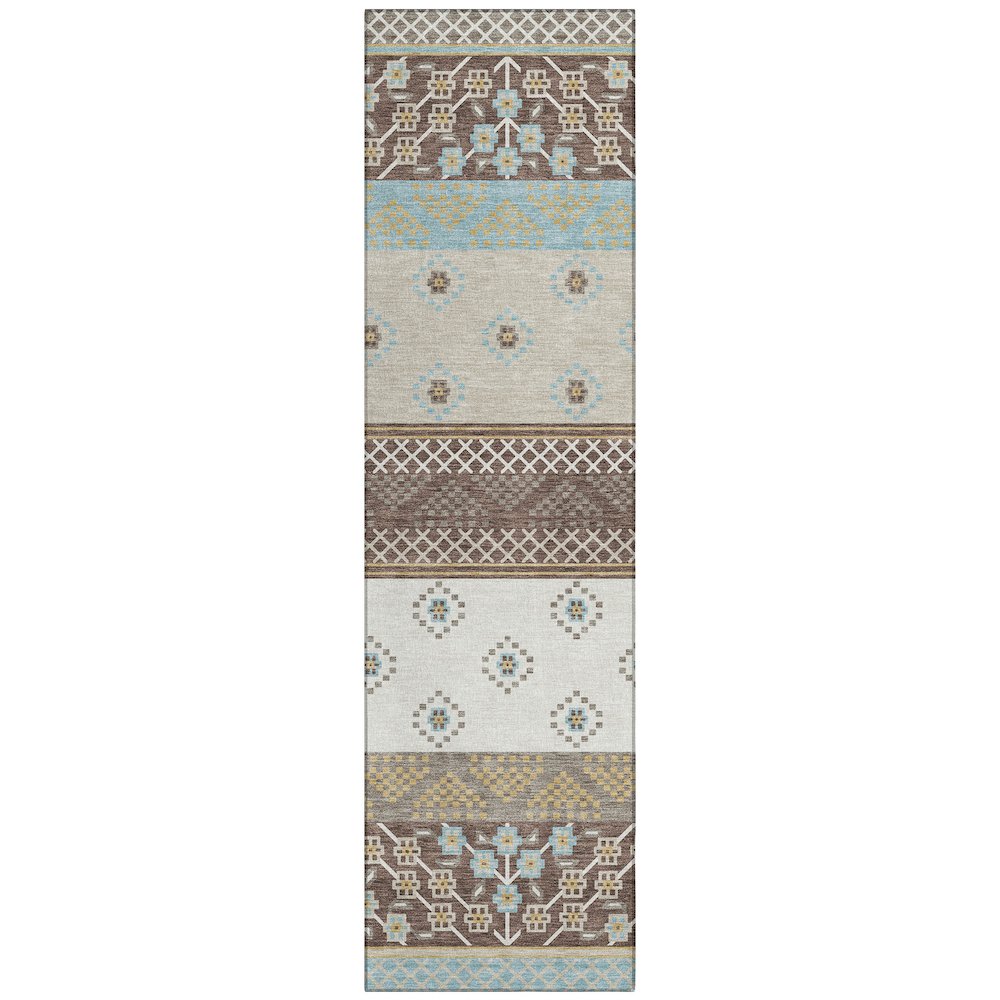 Machine Washable Indoor/Outdoor Chantille ACN2662 Brown 2'3" x 7'6" Runner Rug. Picture 1