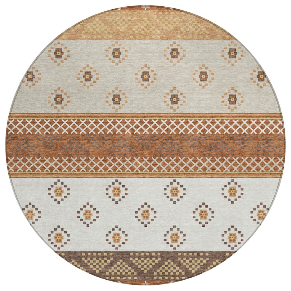 Machine Washable Indoor/Outdoor Chantille ACN2662 Orange 8' x 8' Round Rug. Picture 1