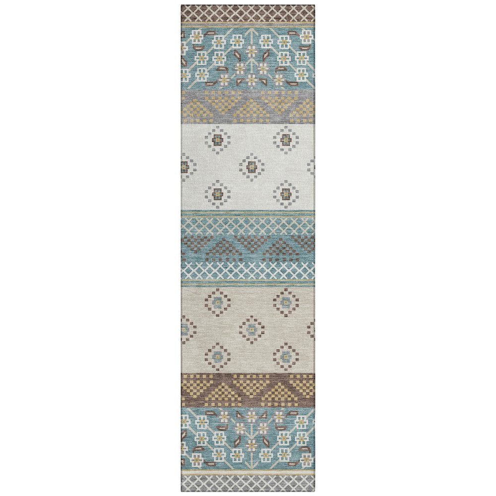 Machine Washable Indoor/Outdoor Chantille ACN2662 Teal 2'3" x 7'6" Runner Rug. Picture 1