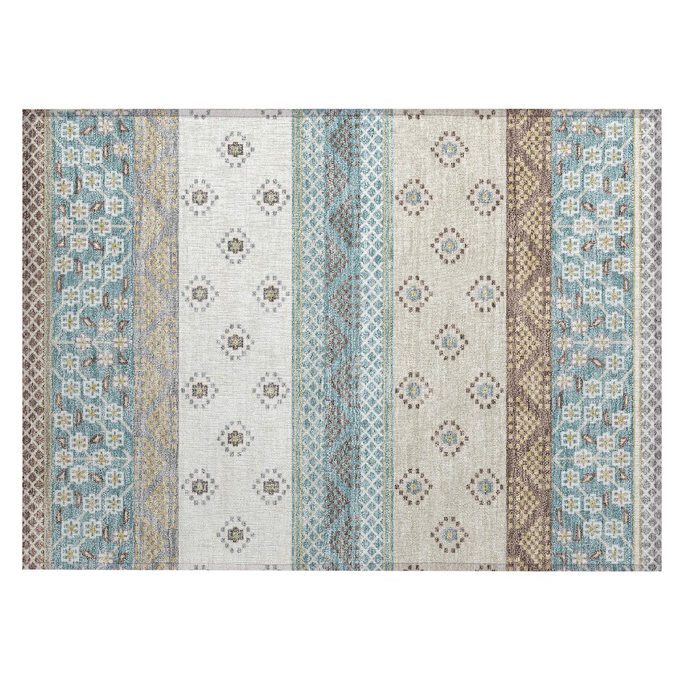 Machine Washable Indoor/Outdoor Chantille ACN2662 Teal 1'8" x 2'6" Rug. Picture 1