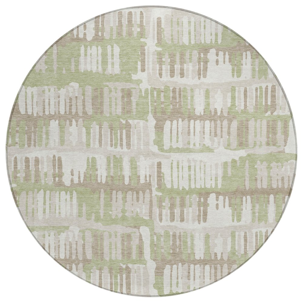 Machine Washable Indoor/Outdoor Chantille ACN2663 Green 8' x 8' Round Rug. Picture 1