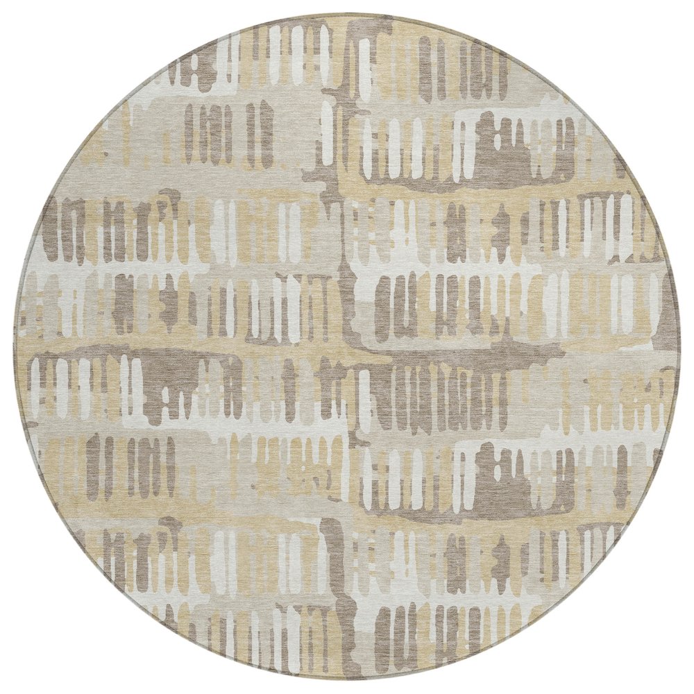 Machine Washable Indoor/Outdoor Chantille ACN2663 Brown 8' x 8' Round Rug. Picture 1