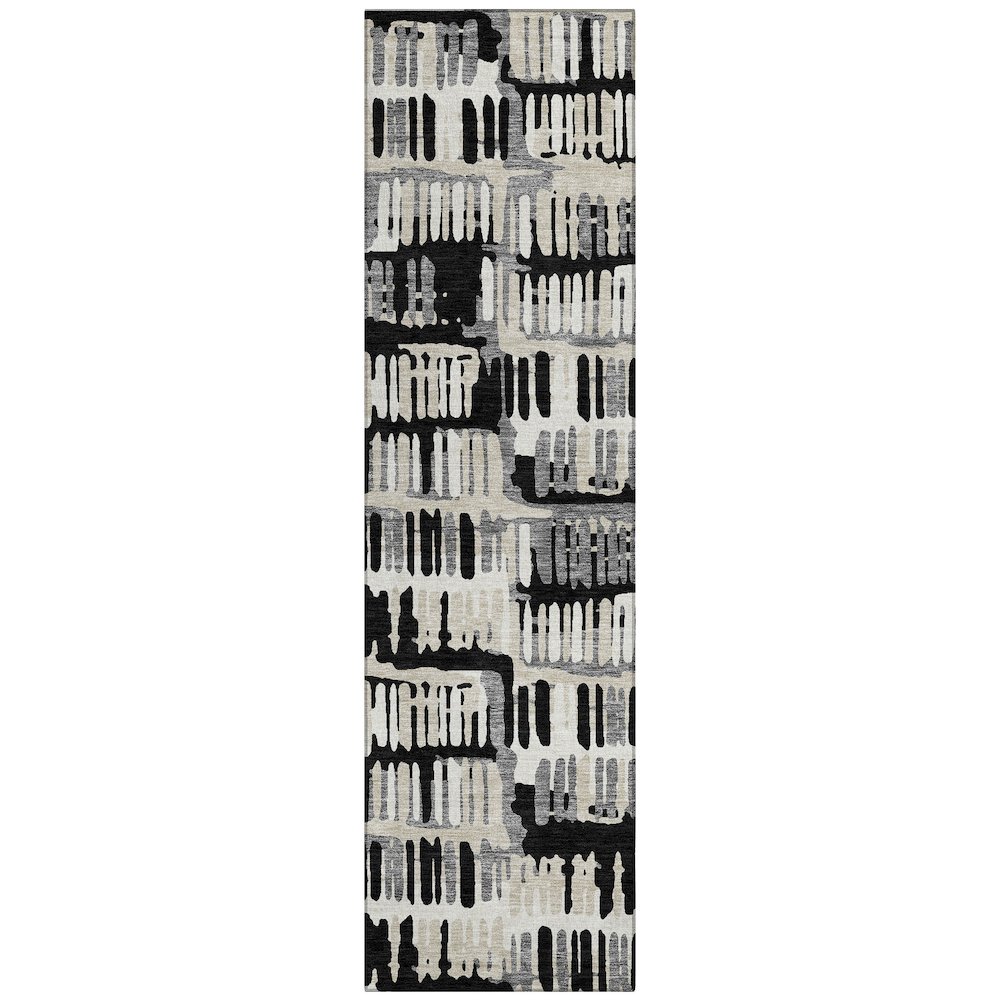 Machine Washable Indoor/Outdoor Chantille ACN2663 Black 2'3" x 7'6" Runner Rug. Picture 1