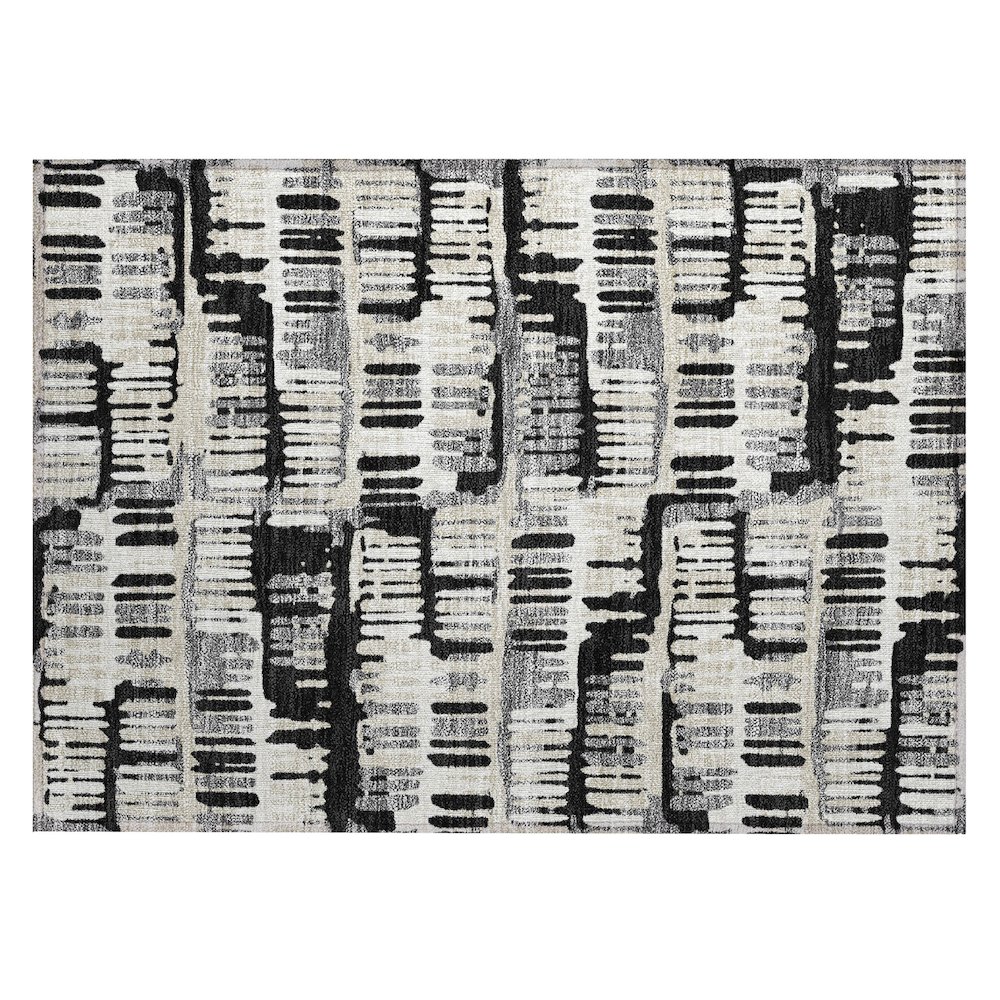 Machine Washable Indoor/Outdoor Chantille ACN2663 Black 1'8" x 2'6" Rug. Picture 1