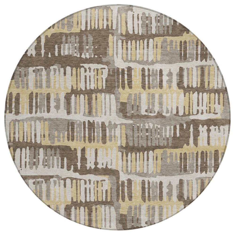 Machine Washable Indoor/Outdoor Chantille ACN2663 Brown 8' x 8' Round Rug. Picture 1