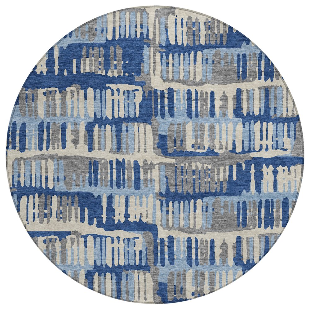 Machine Washable Indoor/Outdoor Chantille ACN2663 Blue 8' x 8' Round Rug. Picture 1