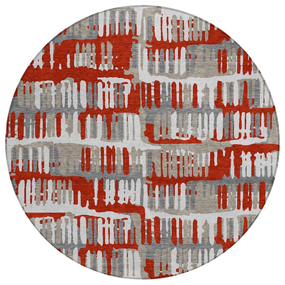 Machine Washable Indoor/Outdoor Chantille ACN2663 Red 8' x 8' Round Rug. Picture 1