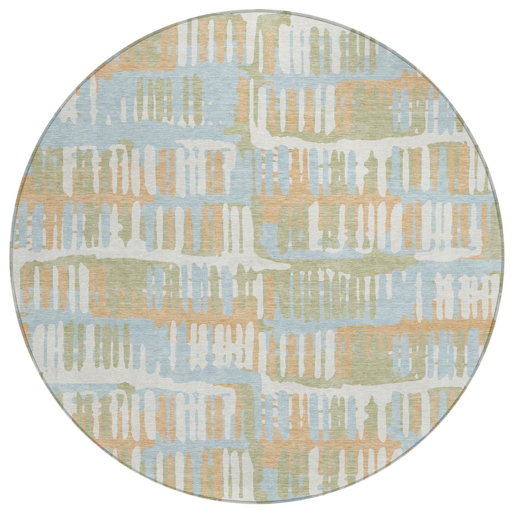 Machine Washable Indoor/Outdoor Chantille ACN2663 Blue 8' x 8' Round Rug. Picture 1