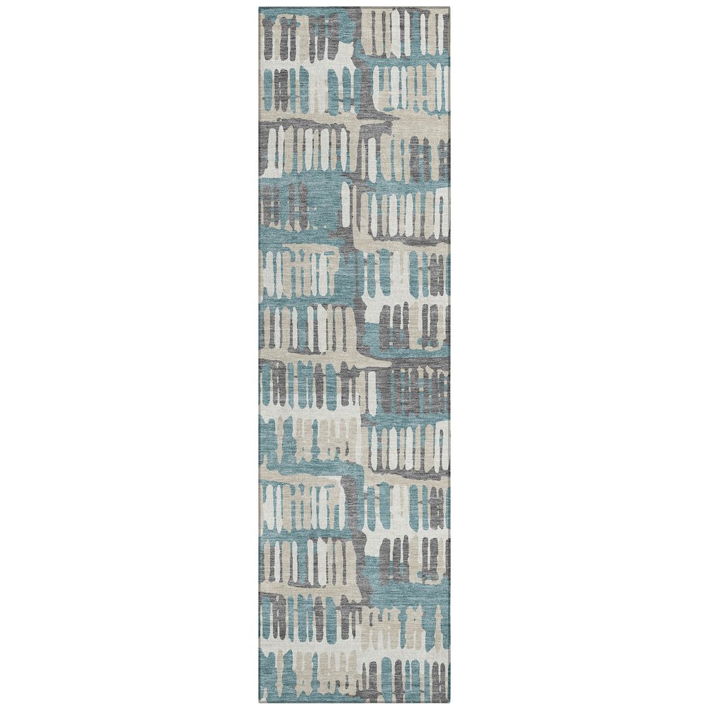 Machine Washable Indoor/Outdoor Chantille ACN2663 Teal 2'3" x 7'6" Runner Rug. Picture 1
