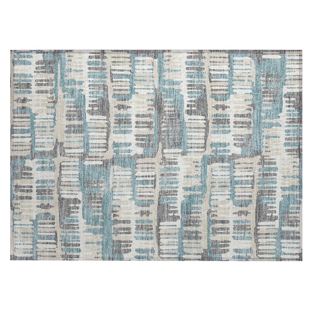 Machine Washable Indoor/Outdoor Chantille ACN2663 Teal 1'8" x 2'6" Rug. Picture 1