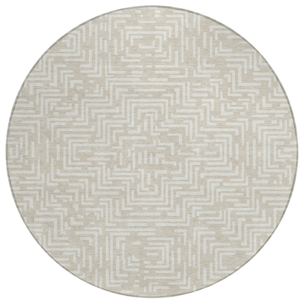 Machine Washable Indoor/Outdoor Chantille ACN2664 Brown 8' x 8' Round Rug. Picture 1