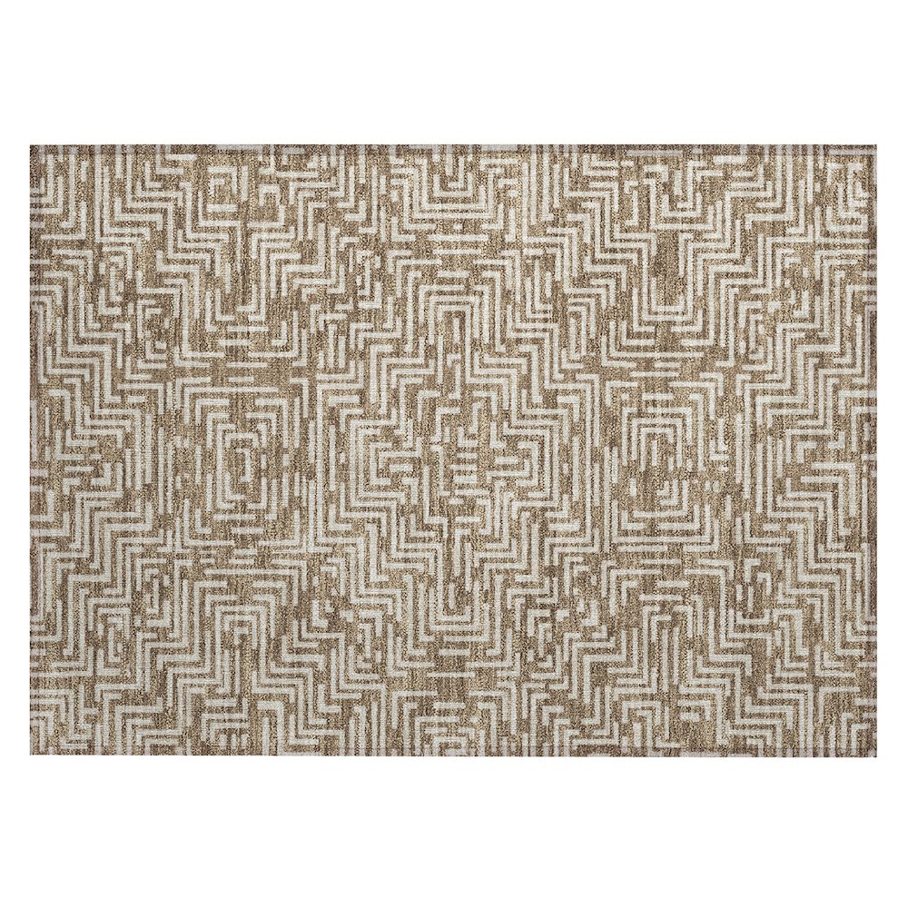 Machine Washable Indoor/Outdoor Chantille ACN2664 Brown 1'8" x 2'6" Rug. Picture 1