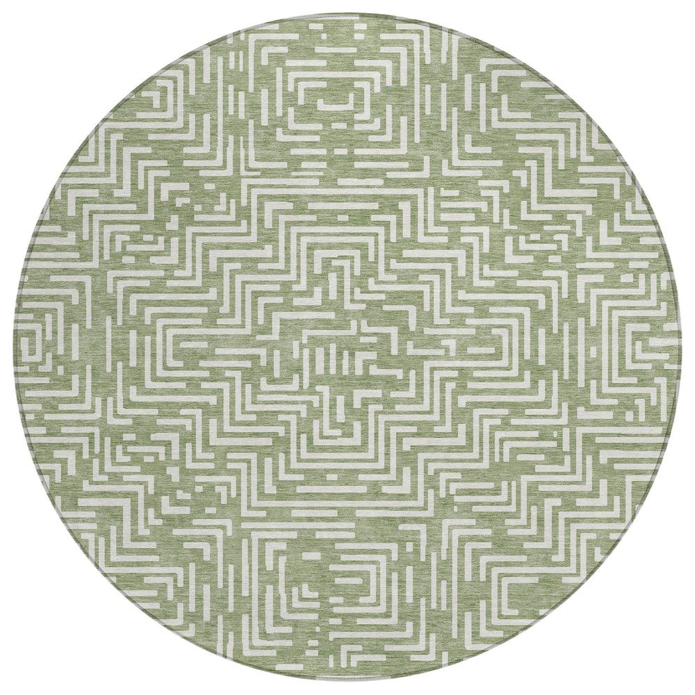Machine Washable Indoor/Outdoor Chantille ACN2664 Green 8' x 8' Round Rug. Picture 1