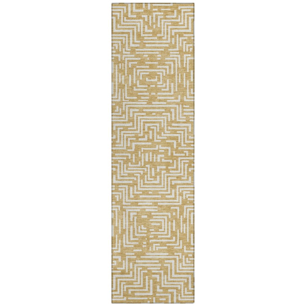Machine Washable Indoor/Outdoor Chantille ACN2664 Gold 2'3" x 7'6" Runner Rug. Picture 1
