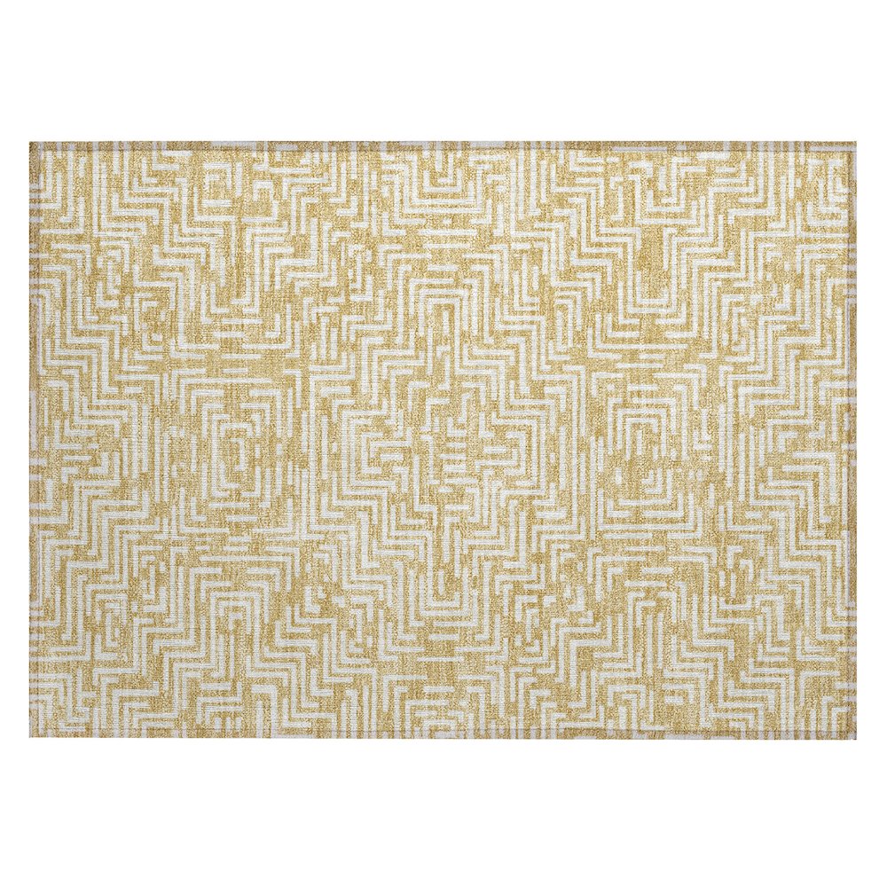 Machine Washable Indoor/Outdoor Chantille ACN2664 Gold 1'8" x 2'6" Rug. Picture 1