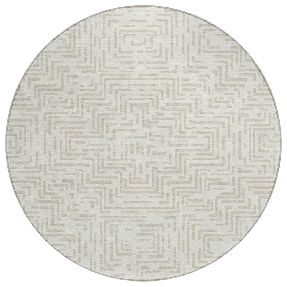 Machine Washable Indoor/Outdoor Chantille ACN2664 Ivory 8' x 8' Round Rug. Picture 1