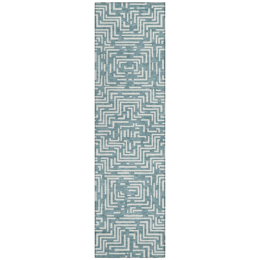 Machine Washable Indoor/Outdoor Chantille ACN2664 Teal 2'3" x 7'6" Runner Rug. Picture 1