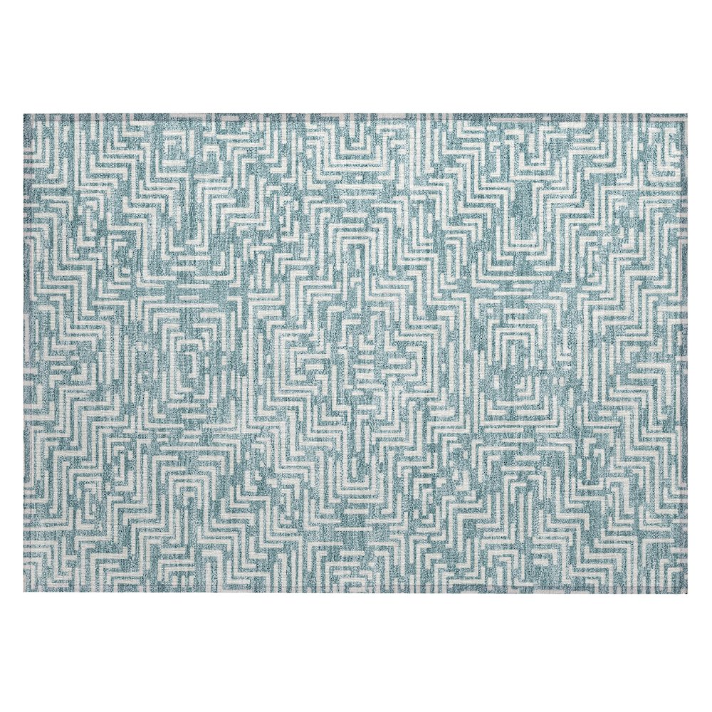 Machine Washable Indoor/Outdoor Chantille ACN2664 Teal 1'8" x 2'6" Rug. Picture 1
