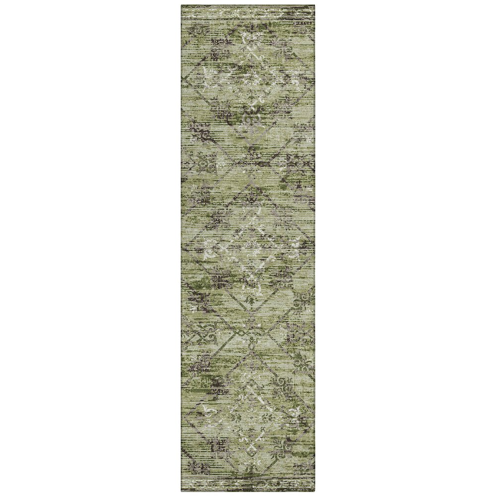 Machine Washable Indoor/Outdoor Chantille ACN2665 Green 2'3" x 7'6" Runner Rug. Picture 1