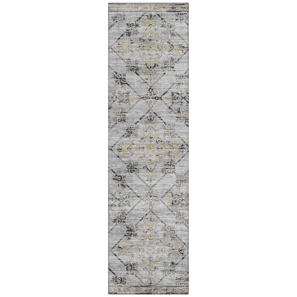 Machine Washable Indoor/Outdoor Chantille ACN2665 Gray 2'3" x 7'6" Runner Rug. Picture 1
