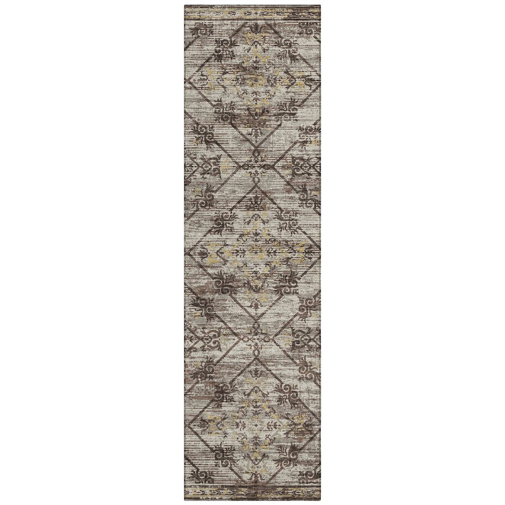 Machine Washable Indoor/Outdoor Chantille ACN2665 Brown 2'3" x 7'6" Runner Rug. Picture 1