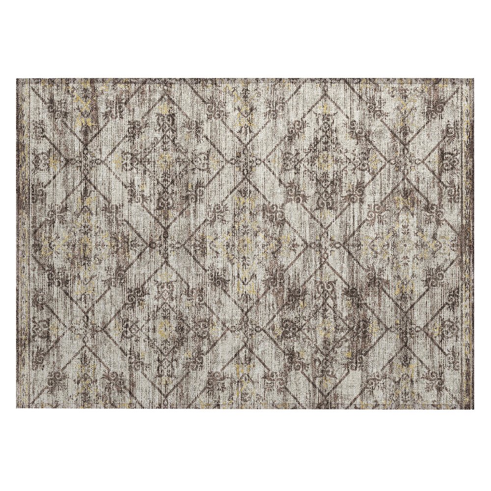 Machine Washable Indoor/Outdoor Chantille ACN2665 Brown 1'8" x 2'6" Rug. Picture 1