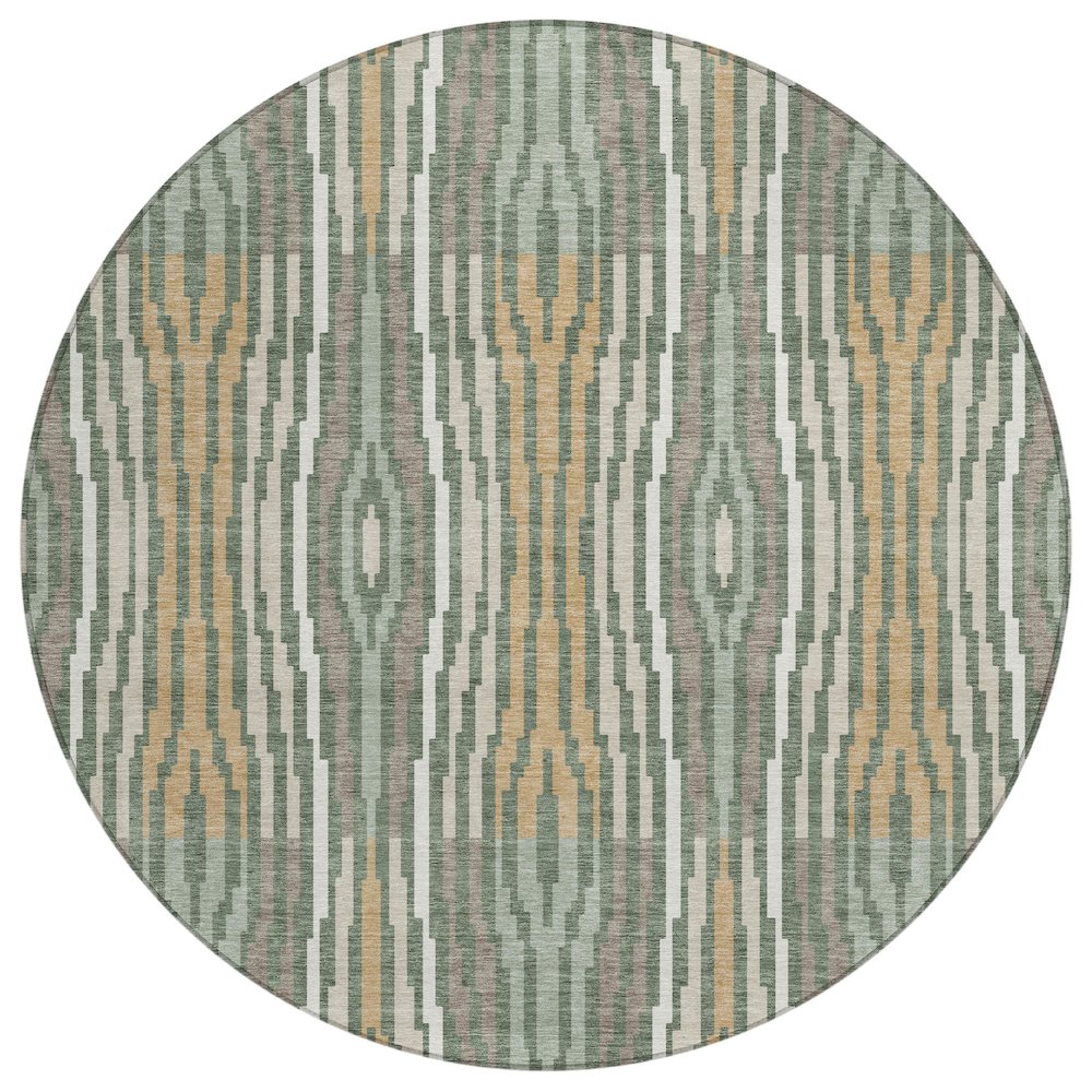 Machine Washable Indoor/Outdoor Chantille ACN2666 Green 8' x 8' Round Rug. Picture 1