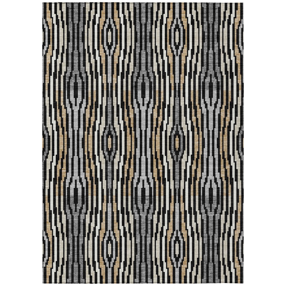 Machine Washable Indoor/Outdoor Chantille ACN2666 Black 2'6" x 3'10" Rug. Picture 1