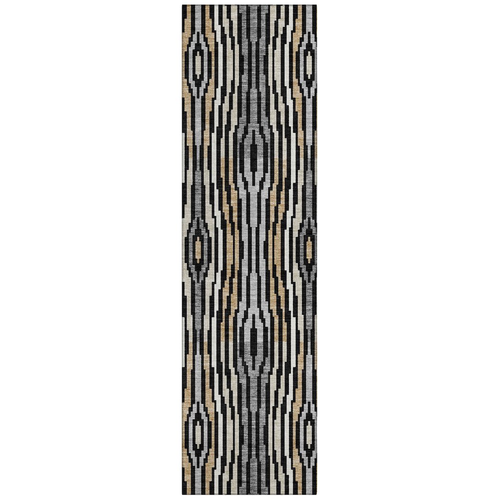 Machine Washable Indoor/Outdoor Chantille ACN2666 Black 2'3" x 7'6" Runner Rug. Picture 1