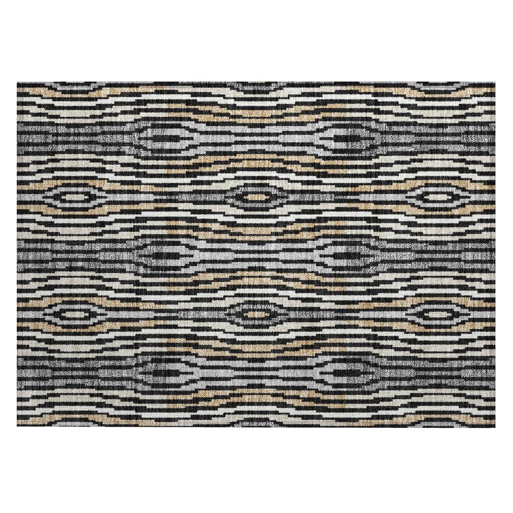 Machine Washable Indoor/Outdoor Chantille ACN2666 Black 1'8" x 2'6" Rug. Picture 1